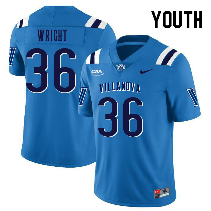 Youth #36 Isaiah Wright Villanova Wildcats College Football Jerseys Stitched Sale-Light Blue - Click Image to Close